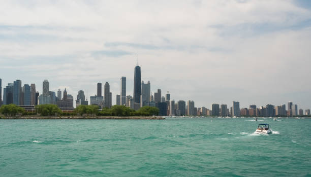 istock Chicago Downtown skyline view from a boat 829497836