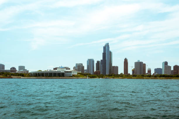 istock Chicago Downtown skyline view from a boat 829497910