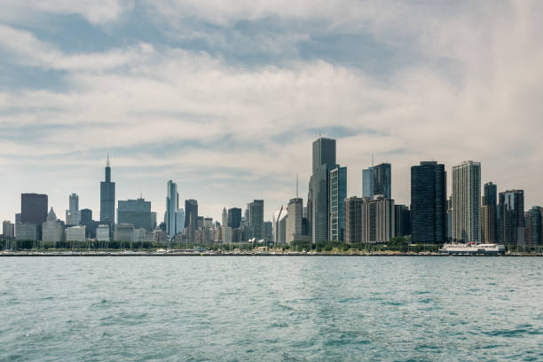 istock Chicago Downtown skyline view from a boat 829497988