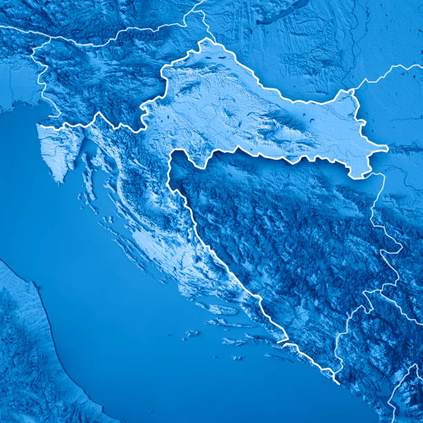 istock Croatia Country 3D Render Topographic Map Blue Border 829503834