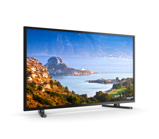 istock Tv Set with Screen Showing Greek Island Landscape 829504794