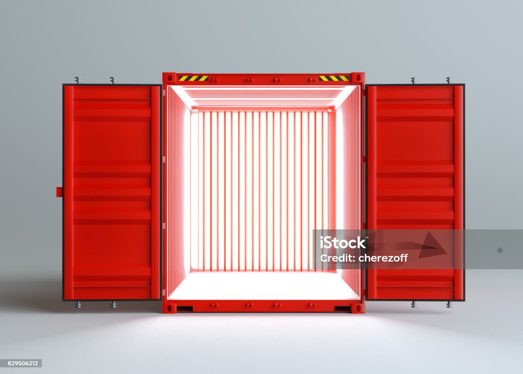 Container Inside Light Open Red Cargo Container With Light Inside Stock Photo - Download Image ...