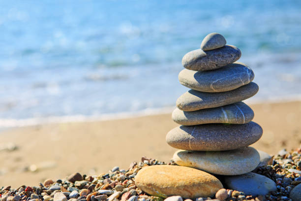 istock Spa stones balance on beach 829506500