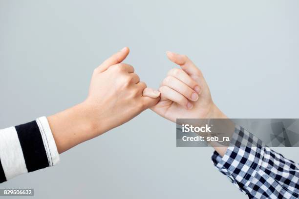 The Gesture Of The Hands Mean The Promise Stock Photo - Download Image Now - Oath, Pinky Promise, Hand