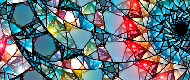 vetrate colorate e luminose - stained glass glass art church foto e immagini stock