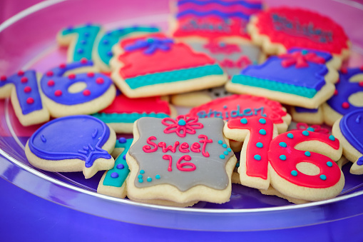 Birthday cookies for sweet 16 birthday party