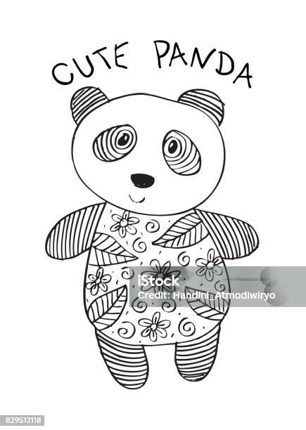 Cute Panda In Decorative Style Stock Illustration - Download Image Now - Abstract, Adult, Animal