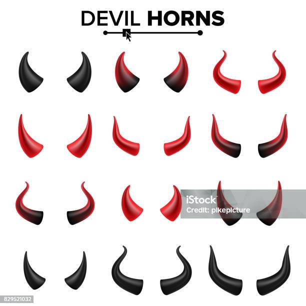 Devil Horns Set Vector Good For Halloween Party Satan Horns Symbol Isolated Illustration Stock Illustration - Download Image Now