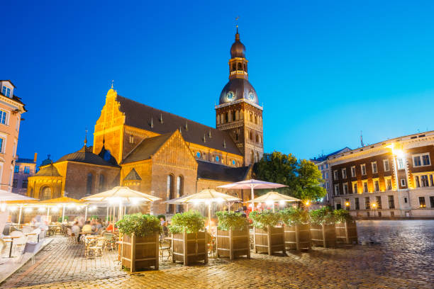 istock Riga Latvia. Dome Cathedral In Bright Evening Illumination Medieval  Architectural Monument Landmark 829548118