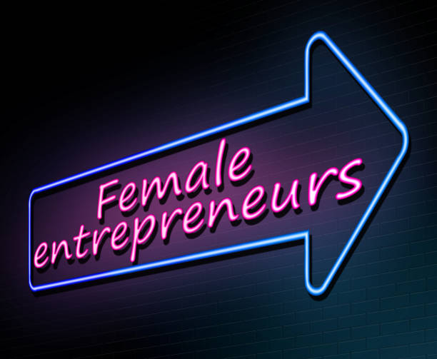 Female entrepreneurs concept. 3d Illustration depicting an illuminated neon sign with a female entrepreneurs concept. female likeness stock pictures, royalty-free photos & images