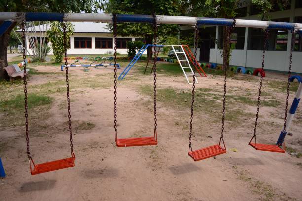 the chair swings at an amusement park
