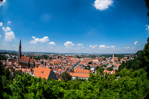 A view from Trausnitz Castle over the beautiful Landshut in Lower Bavaria/Bavaria/Germany