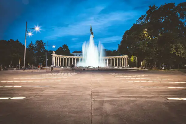 Photo of Heroes monument of the Red Army in Vienna at night