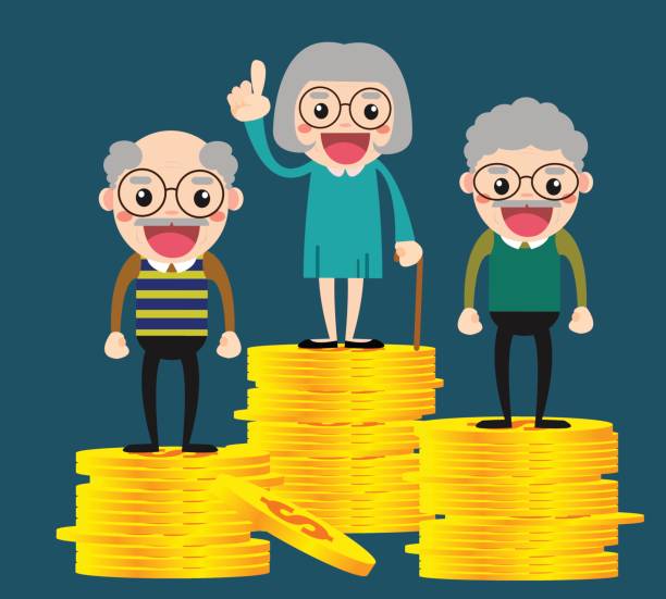 plan pieniędzy emerytalnych. ilustracja wektorowa koncepcji finansowej. - pension senior adult grandparent planning stock illustrations