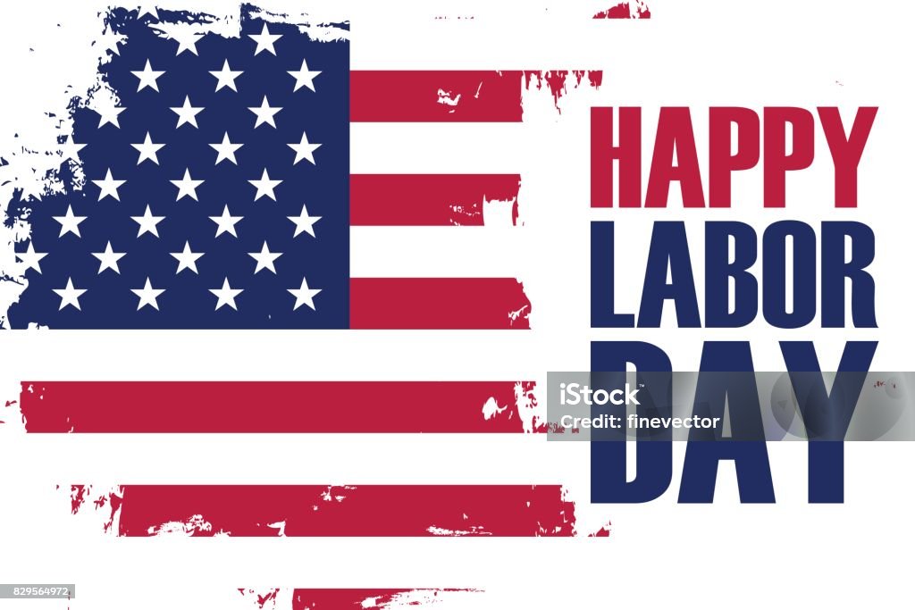 Happy Labor Day holiday banner with brush stroke background in United States national flag colors. Happy Labor Day holiday banner with brush stroke background in United States national flag colors. Vector illustration. Labor Day - North American Holiday stock vector