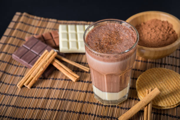 istock Delicious hot chocolate in a glass with cinnamon 829584232