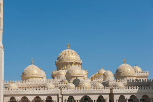 istock View of ornate mosque rooftop with domes 829598756