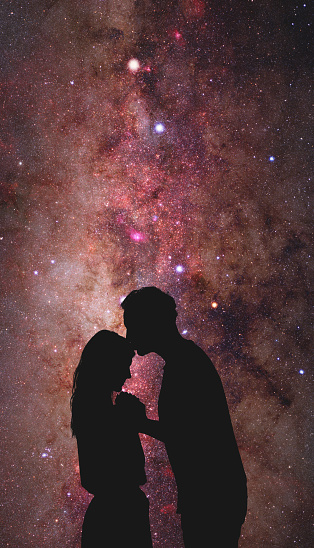 Silhouettes Of A Young Couple Under The Starry Sky My Astronomy Work ...