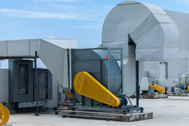 istock Industrial air conditioning units on a rooftop 829606420