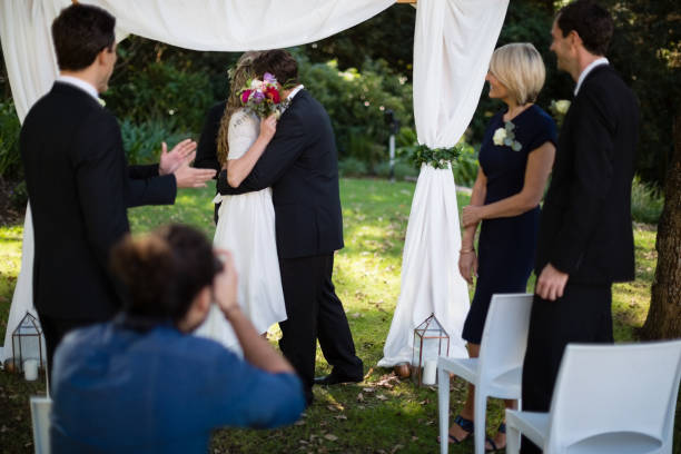 istock Couple embracing each other during wedding 829617248