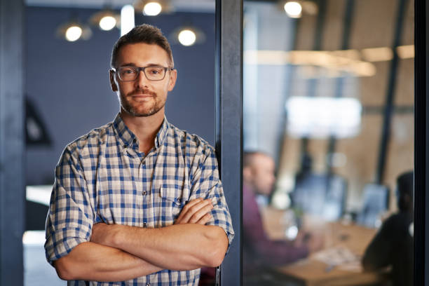 istock He is proud of his hard work and his office 829617416