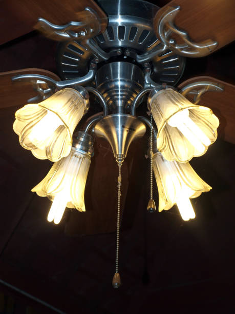 istock the lamp with ceiling Fan at the night. 829619346