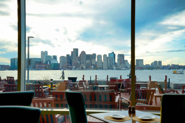 istock Boston skyline from airport lounge 829639596