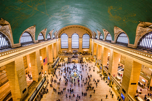 New York, New York - October 28, 2016: Interior view of the main concourse at historic Grand central Terminal.