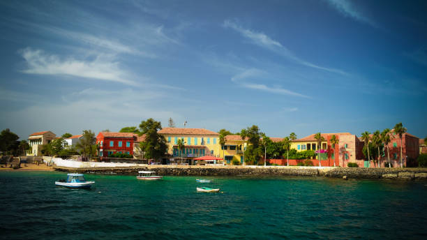 View to historic city at the Goree island, Senegal stock photo