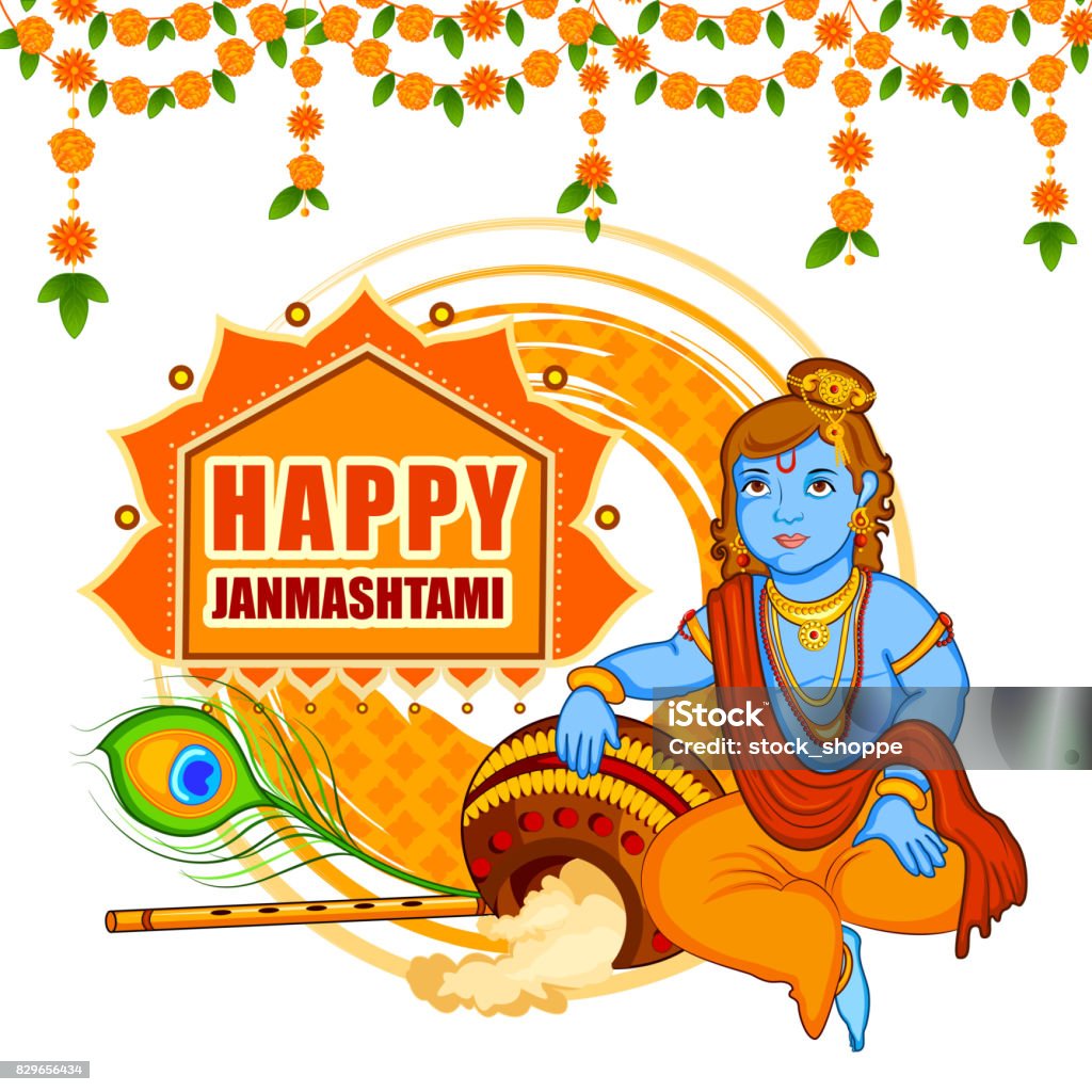 Lord Krishna Stealing Makhaan In Happy Janmashtami Stock ...