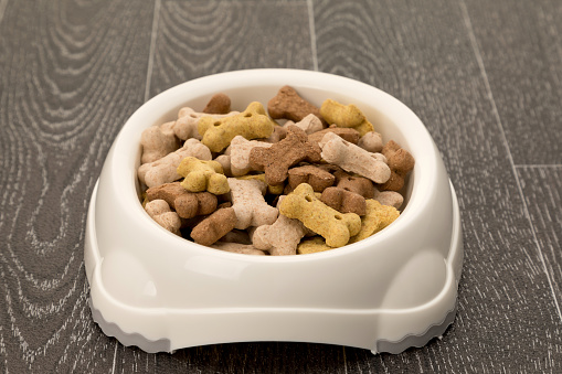 Dog biscuits in a bowl