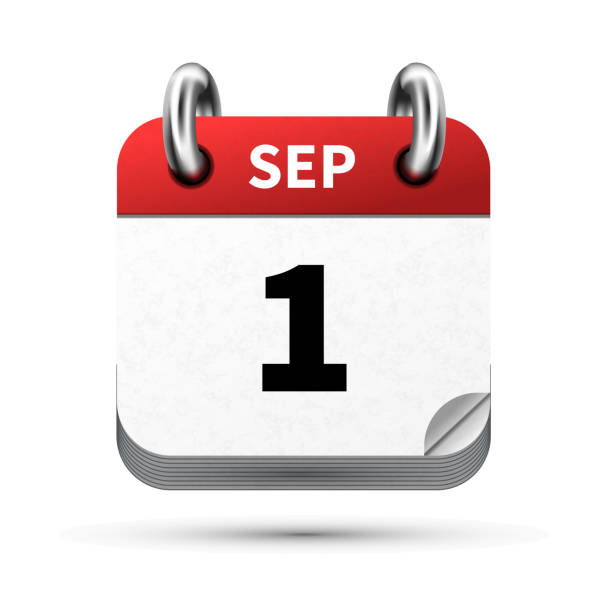 istock Bright realistic icon of calendar with 1st september date isolated on white 829667762