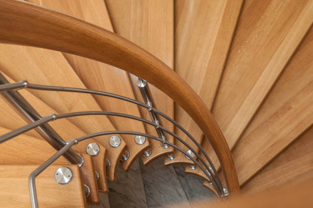istock modern wooden spiral stairs 829683780