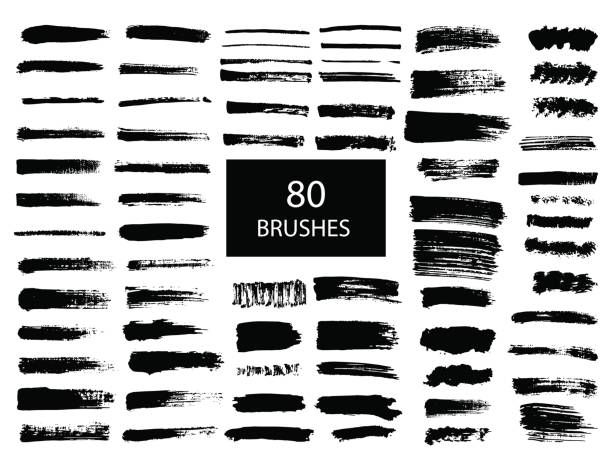 Painted grunge stripes set. Painted grunge stripes set. Black  labels, background, paint texture. Brush strokes vector. Handmade design elements. splatters and brush textures stock illustrations