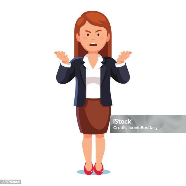 Confused Business Woman Or Boss Expressing Anger Stock Illustration - Download Image Now - Women, Anger, Clip Art