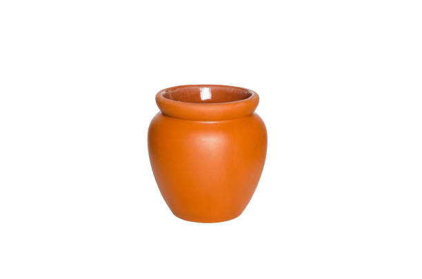 istock brown clay vase with jar shape isolated on white. 829713564