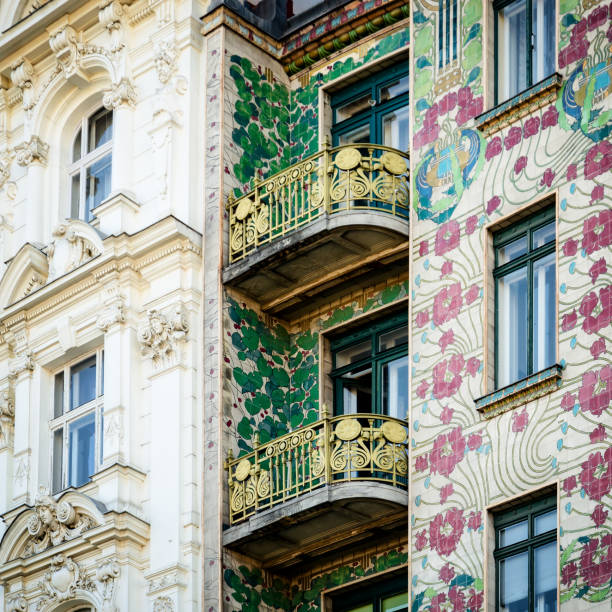 Vienna, Austria - May 19, 2017: The Majolica House (Majolikahaus) with its floral ornamentation near Naschmarkt in Vienna (Austria); famous example of Jugendstil (art nouveau) buildt by Otto Wagner il 1899
