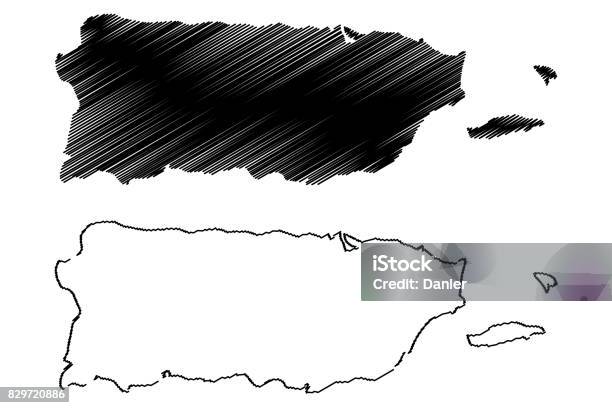 Puerto Rico Map Vector Stock Illustration - Download Image Now - Abstract, Antilles, Atlantic Islands