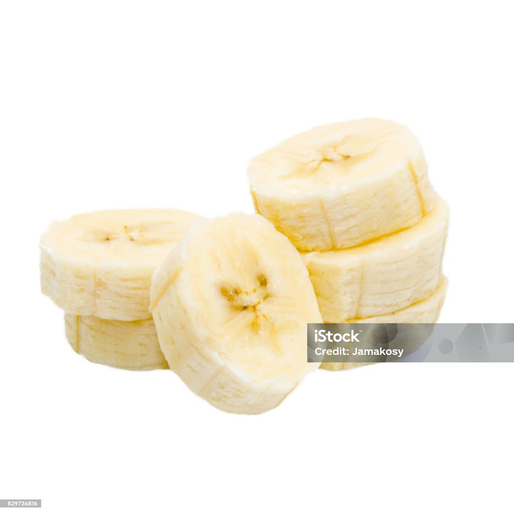 Banana slice isolated on white background Banana Stock Photo