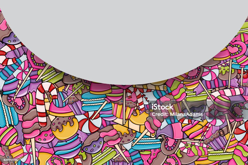 Permen Dan Permen Kartun Doodle Desain Latar Belakang Ilustrasi Stok