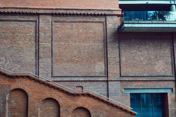 istock Wall red-brick building with stairs 829741820