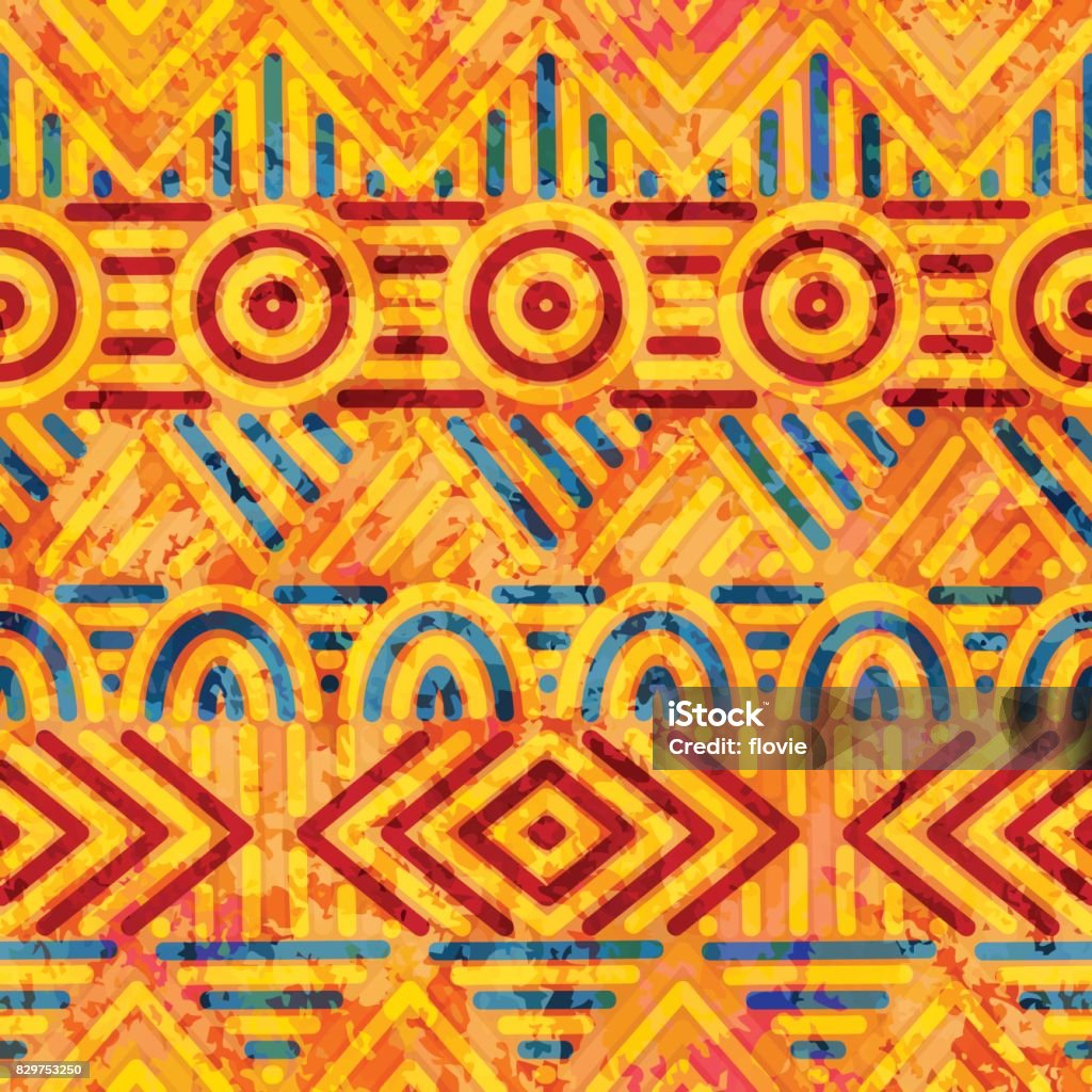Seamless ethnic pattern. Orange and blue colors. seamless ethnic pattern, orange and blue colors, handmade, watercolor texture, vintage ornament, vector background Backgrounds stock vector