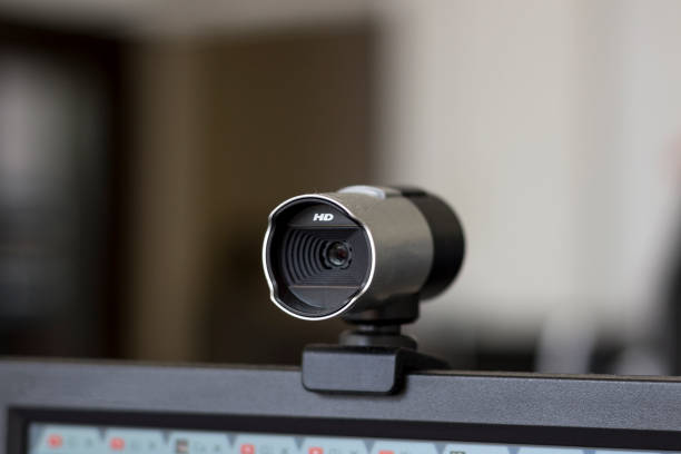 webcam Computer webcam attached to a PC monitor hd computer camera stock pictures, royalty-free photos & images