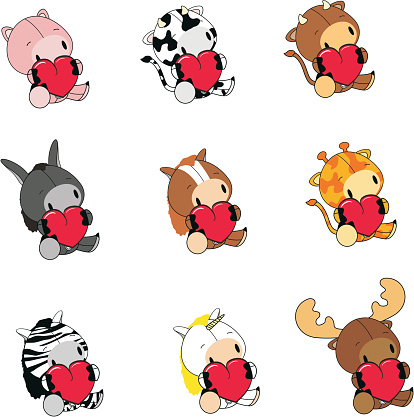 cute lovely animal valentine set in vector format very esy to edit