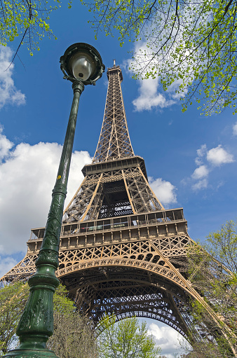 Lantern next to the Eiffel Tower. Early April, Paris.