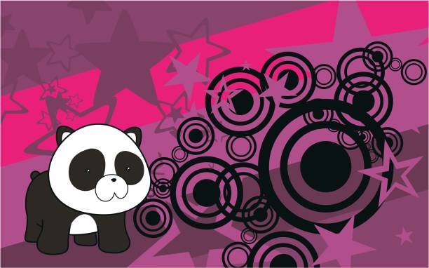 귀여운 통 통한 작은 아기 팬더 곰 만화 배경 - teddy panda bear stock illustrations