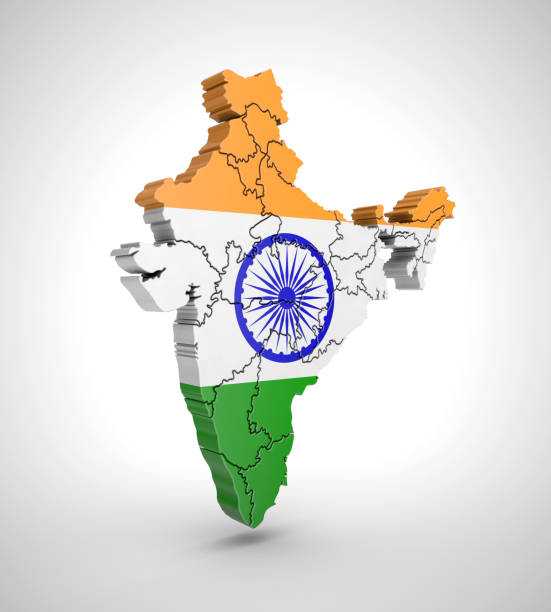 istock Map of India with flag and shadow on gray background. 3D rendering. 829762112