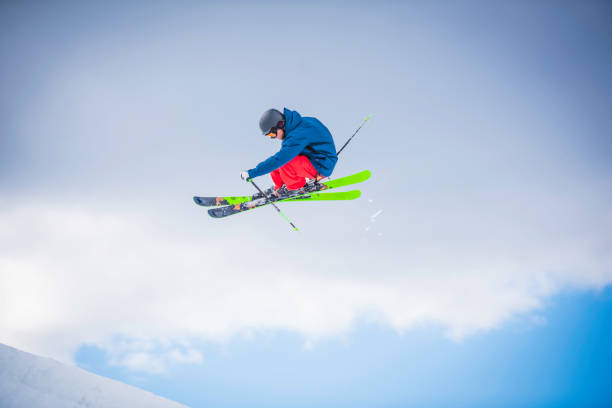 istock Male skier jumping in mid air 829762354