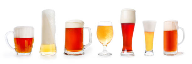 istock Set of various full beer glasses 829762462