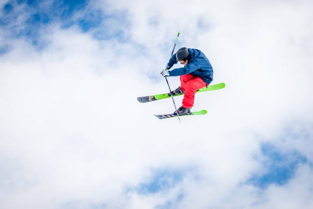 istock Male skier jumping in mid air 829764884